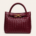 Women's Woven Top Handle Bag – Burgundy, Medium Size
