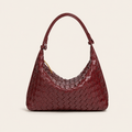 Burgundy Woven PU Underarm Bag – 9.4 × 5.9 in